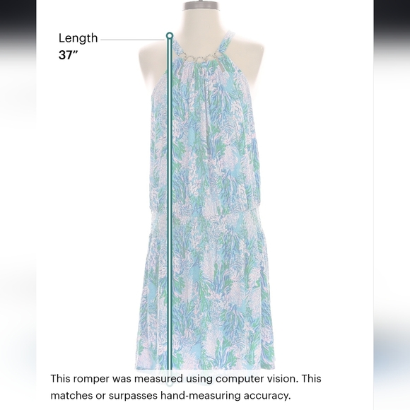 Lilly Pulitzer Blue and Green Halter Romper Dress - Picture 3 of 5